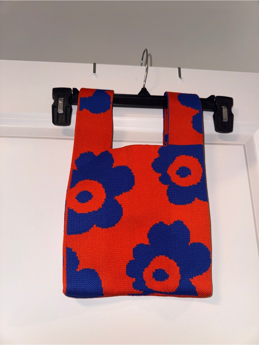 Red & Blue Floral Knit Mini Bag - Unbranded